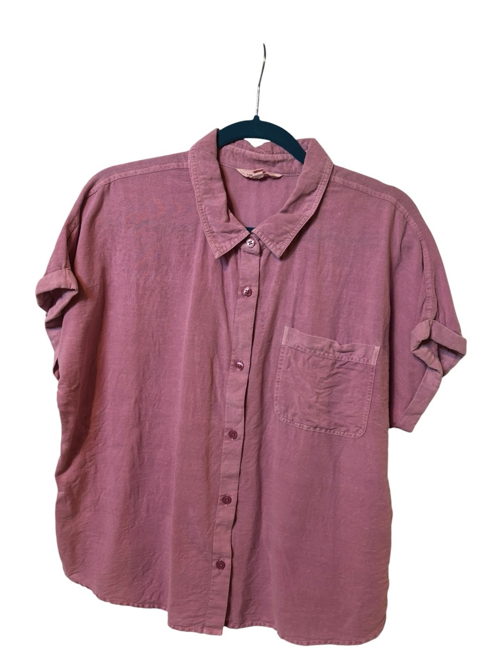 Lucky Brand Pink Button Down Top Women’s L Cotton Linen Casual Boho
